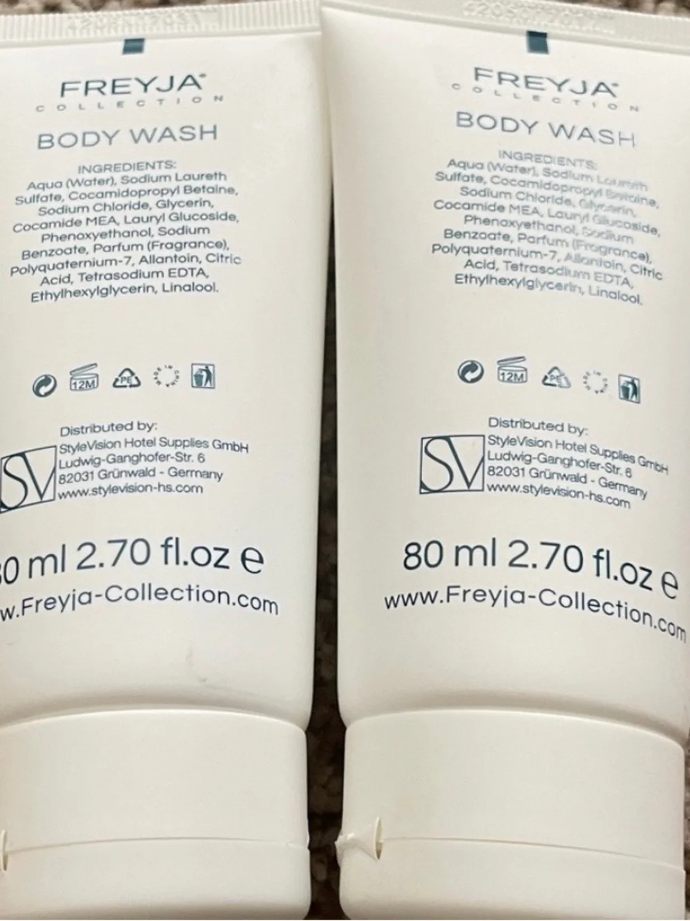 FREYJA Collection Body Wash Tubes - White